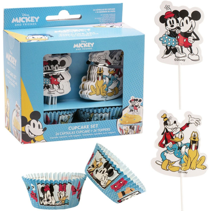 Papierbackförmchen & Topper Mickey 24Stk.