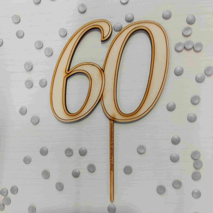 Topper Zahl 60 natur