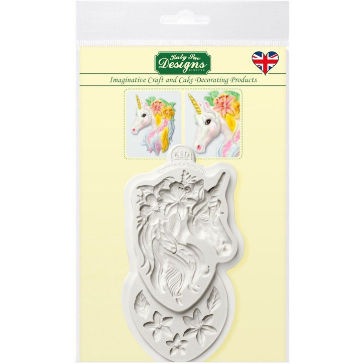 Silikonform Einhornkopf mit Blumen