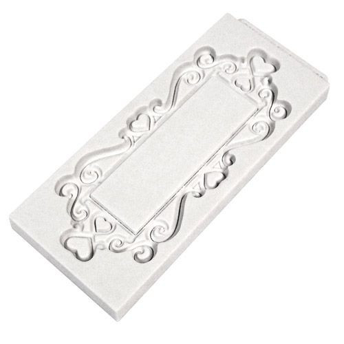 Silikonform Plaque Rectangle Hearts