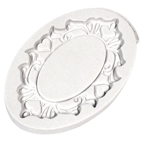 Silikonform Plaque Oval Hearts 