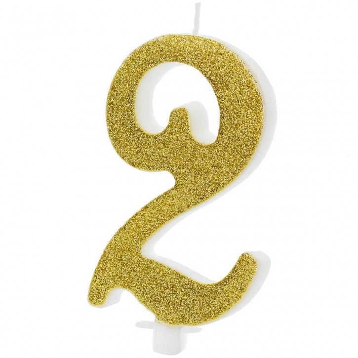 Kerze-Zahl gold 2