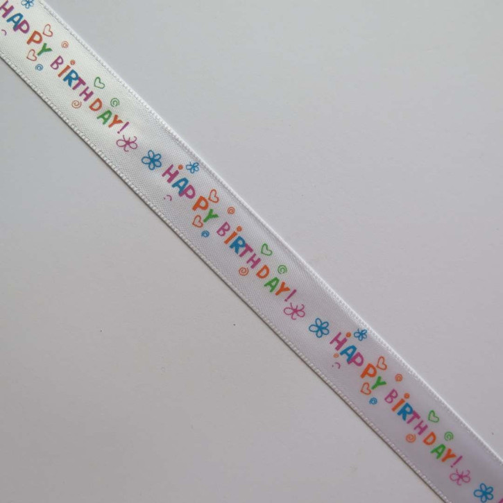 Band Happy Birthday bunt Blume/Herz