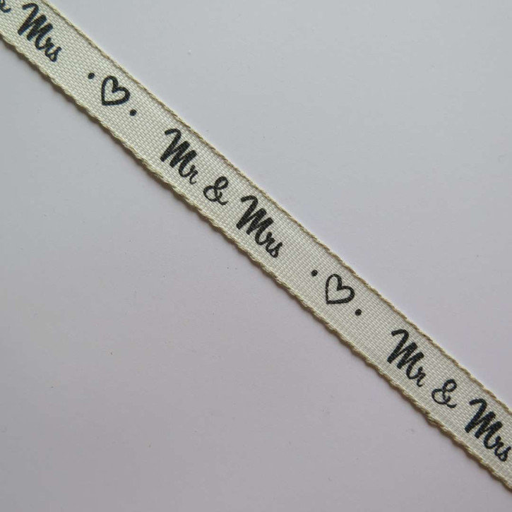 Leinenband Mr & Mrs 15mm weiß