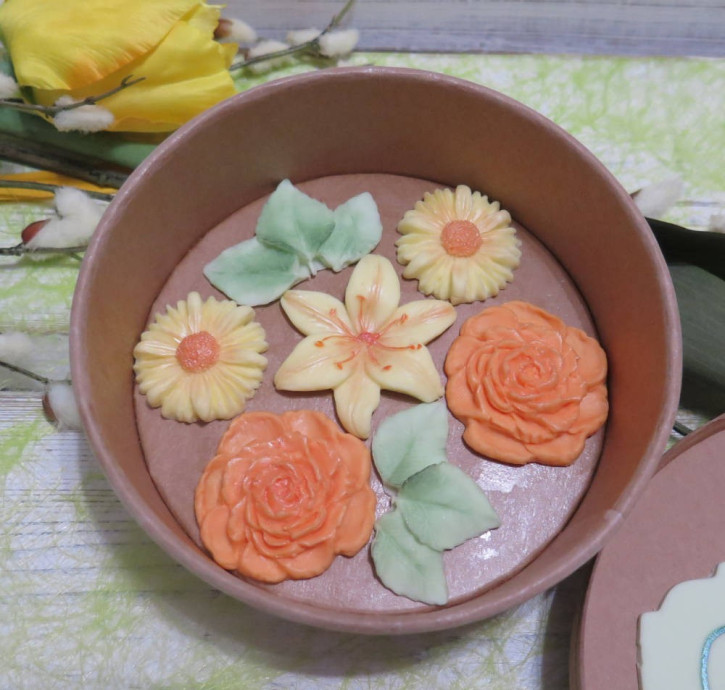 Fondant Aufleger Blumen gelb/orange